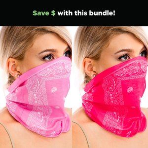 NEW Pink and Hot Pink Bandana Print Face Mask Set